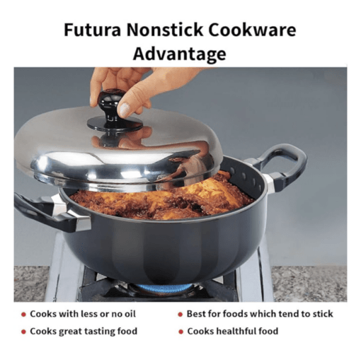 Hawkins Futura Nonstick All-Purpose Pan 3L, 22 cm, 3.25 mm with SS Lid (Black) - Image 3